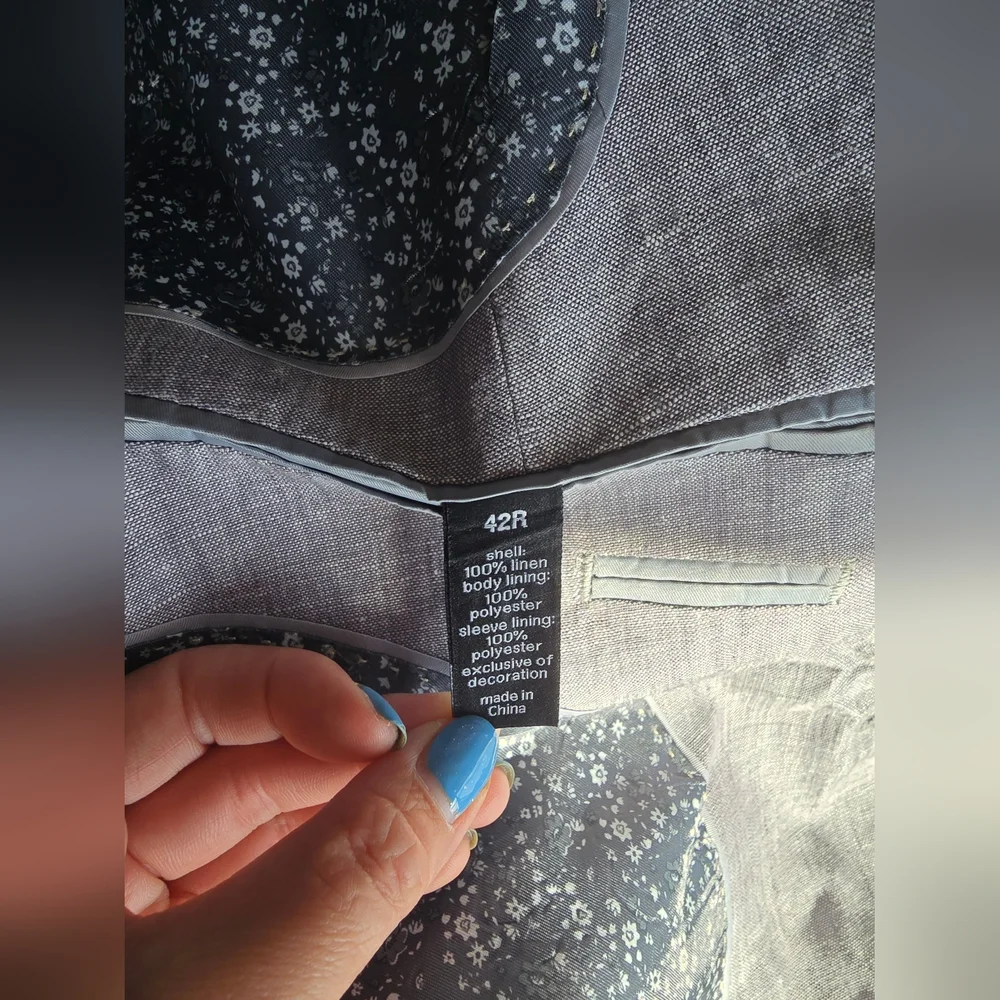 Bar III Men's Gray Linen Suit Set (Jacket 42RPants 3232) - Picture 7 of 9